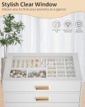 Elegant Leather Jewelry Box with Clear Lid - 3 Drawers