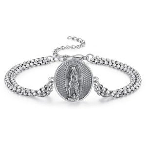 Sterling Silver Virgen de Guadalupe Bracelet