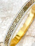 Elegant Greek Key Pattern Bracelet with Crystals
