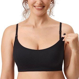 MOMANDA Women's Seamless Nursing Sports Bra - Black
