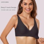Comfort Wireless Deep V Bra for Women - Black