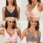 Comfort Wireless Deep V Bra for Women - Black