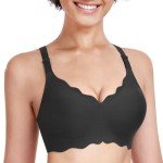 Floral Wireless V Neck Bralette for Women - Black