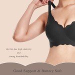 Floral Wireless V Neck Bralette for Women - Black