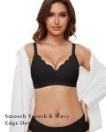 Wavy Wireless V Neck Padded Bralette - Black