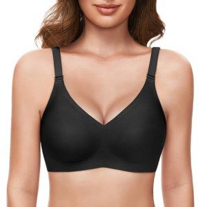 Ultra Soft Wireless Bra for Women - Black L