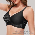 Ultra Soft Wireless Bra for Women - Black L