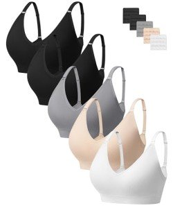 Comfortable V-Neck Wireless Bras for Women, 3-Pack