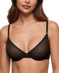 Sheer Balconette Bra for Women - Black 32DD