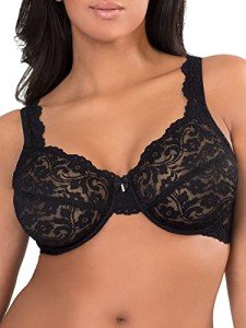 Plus Size Lace Underwire Bra - Black, 40DDD