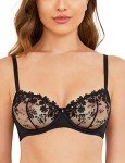 WingsLove Women's Sheer Lace Balconette Bra 38C