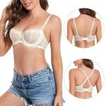 DotVol Women's Plus Size Lace Balconette Bra