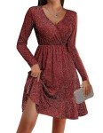 Zeagoo Womens Long Sleeve Glitter Dress Wrap V Neck Dress A Line Cocktail Party Swing Fit and Flare Skater Mini Dress