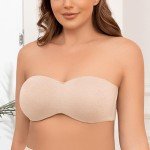 MELENECA Women's Underwire Strapless Bra - Pale Nude