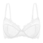 WingsLove Women's Lace Balconette Bra in White