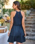 Trendy Halter Ruffle Sundress with Pockets