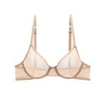 Plus Size Sheer Mesh See-Through Bra - Beige 44C