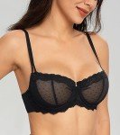 Lemorosy Women's Sheer Lace Underwire Balconette Bra