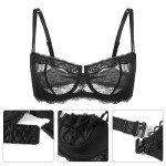 Lemorosy Women's Sheer Lace Underwire Balconette Bra