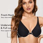 DELIMIRA Women's Plus Size Front Closure Bra Black