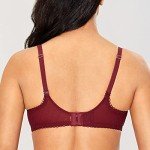 DOBREVA Women's Lace Balconette Bra - Dark Red