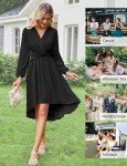 JASAMBAC Dresses for Women Wedding Guest Chiffon Wrap V Neck Empire Waist A Line High Low Flowy Casual Modest Maxi Dress Black