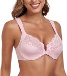 Lemorosy Women's Plus Size Lace Front Closure Bra
