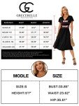 GRECERELLE Women's Summer Dress for Women Wrap V-Neck Short Sleeve Casual Wedding Guest Dress Black-L