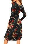 WEACZZY Womens Casual Dress Long Sleeve Wrap V-Neck Knee Length Flowy Dresses for Women, Brown Flower, Large