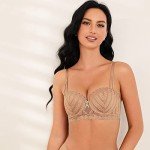 WingsLove Women's Lace Push-Up Strapless Bra 38D