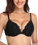 Deyllo Women's Black Push-Up Lace Underwire Bra
