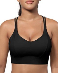 Women's Strappy Medium Support Sports Bra - Black