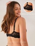 Deyllo Women's Black Push-Up Lace Underwire Bra