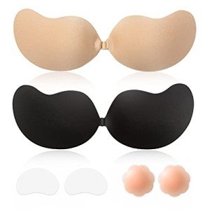 Invisible Sticky Bra with Nipple Covers - 2 Pairs