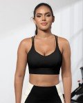 Women's Strappy Medium Support Sports Bra - Black
