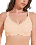 Floral Wireless T-Shirt Bralette with Extender - Beige