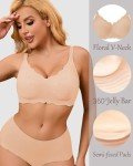 Floral Wireless T-Shirt Bralette with Extender - Beige