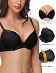 Deyllo Women's Push-Up Deep V Underwire Bra