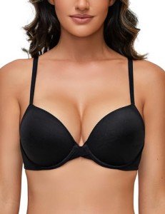 Deyllo Women's Push-Up T-Shirt Bra - Black 38C