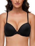 Deyllo Women's Push-Up T-Shirt Bra - Black 38C