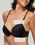 Deyllo Women's Push-Up T-Shirt Bra - Black 38C