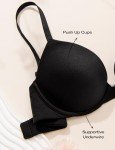 Deyllo Women's Push-Up T-Shirt Bra - Black 38C