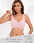 OXYIBRAS Wireless Wavy Push Up Bra - Pink