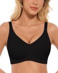 OXYIBRAS Wireless Push Up V-Neck Bra - Black