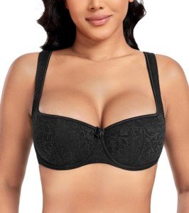 Plus Size Lightly Padded Balconette Bra - Black