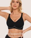 OXYIBRAS Wireless Push Up V-Neck Bra - Black