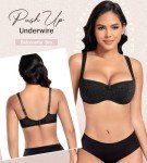 Plus Size Lightly Padded Balconette Bra - Black