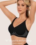 OXYIBRAS Wireless Push Up V-Neck Bra - Black