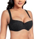 Plus Size Lightly Padded Balconette Bra - Black