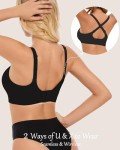 OXYIBRAS Wireless Push Up V-Neck Bra - Black